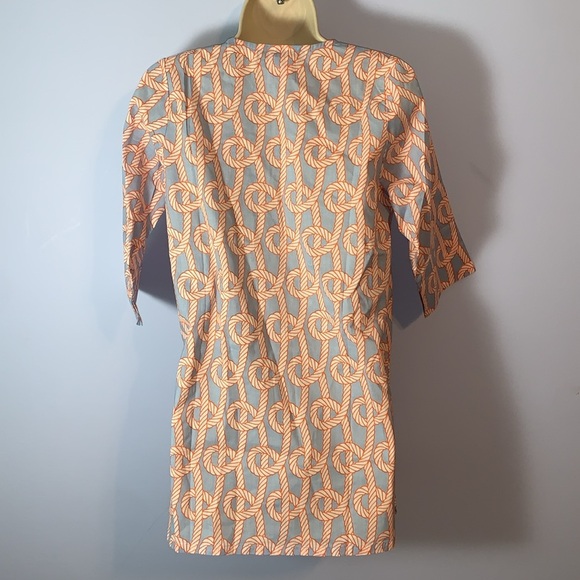 Gretchen Scott Designs Blue and Orange ropes print cotton tunic dress size 10/12 - Picture 3 of 6